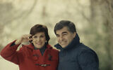 Kitty Dukakis, left, and Massachusetts Gov. Michael S. Dukakis outside their home in Brookline, Massachusetts, March 7, 1989. (AP/David Tenenbaum)