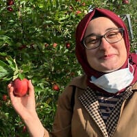 This contributed photo shows Rumeysa Ozturk on an apple-picking trip in 2021.  (AP Photo)