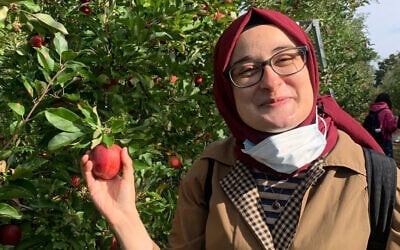 This contributed photo shows Rumeysa Ozturk on an apple-picking trip in 2021.  (AP Photo)