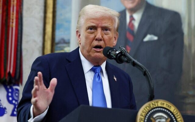 US President Donald Trump speaks in the Oval Office of the White House in Washington, March 28, 2025. (Pool via AP) US President Donald Trump speaks in the Oval Office of the White House in Washington, March 28, 2025. (Pool via AP)