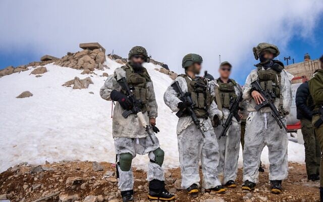 Soldiers of the IDF's Alpinist unit are seen at an IDF post in the Mount Hermon area in southern Syria, March 11, 2025. (Emanuel Fabian/Times of Israel) Soldiers of the IDF's Alpinist unit are seen at an IDF post in the Mount Hermon area in southern Syria, March 11, 2025. (Emanuel Fabian/Times of Israel)