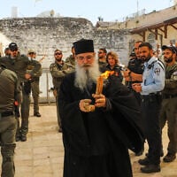 Christian worshipers at the Church of the Holy Sepulchre in Jerusalem's Old City on May 4, 2024. (Jamal Awad/Flash90)