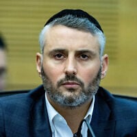 Shas minister Haim Biton attends an Education, Culture, and Sports Committee meeting at the Knesset, on August 14, 2024. (Chaim Goldberg/Flash90)