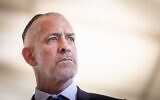 Shin Bet chief Ronen Bar attends a state ceremony marking the Hebrew anniversary of the October 7, 2023, Hamas-led attack, at the Mount Herzl military cemetery in Jerusalem on October 27, 2024. (Chaim Goldberg/Flash90)
