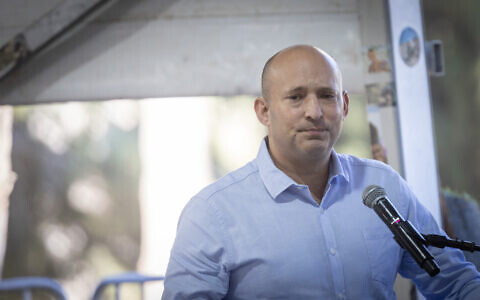 Naftali Bennett attends a commemoration ceremony for a slain Israeli soldier at Mt. Herzl military cemetery in Jerusalem, December 25, 2024. (Chaim Goldberg/ Flash90/ File)