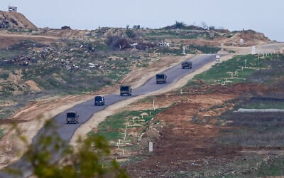 Israeli soldiers operating inside the northern Gaza Strip, as seen from the Israeli side of the border, on February 9, 2025. (Tomer Neuberg/Flash90)