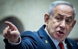 Prime Minister Benjamin Netanyahu speaks in the Knesset plenum on March 3, 2025. (Chaim Goldberg/Flash90)