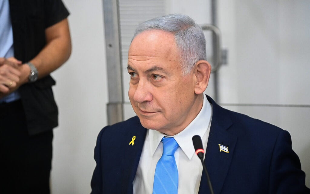 Prime Minister Benjamin Netanyahu at the Tel Aviv District Court for the 17th day of his testimony in his corruption trial, March 12, 2025. (Yair Sagi/POOL)