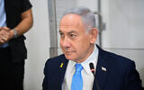 Prime Minister Benjamin Netanyahu at the Tel Aviv District Court for the 17th day of his testimony in his corruption trial, March 12, 2025. (Yair Sagi/POOL)