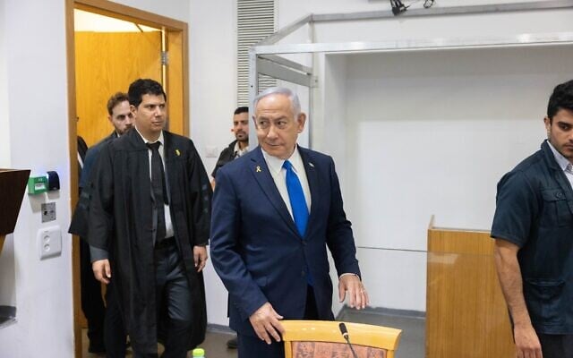 Prime Minister Benjamin Netanyahu arrives at the Tel Aviv District Court to testify in his corruption trial, March 17, 2025. (Tomer Appelbaum/Pool) Prime Minister Benjamin Netanyahu arrives at the Tel Aviv District Court to testify in his corruption trial, March 17, 2025. (Tomer Appelbaum/Pool)