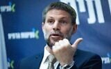 Finance Minister, head of the Religious Zionist Party Bezalel Smotrich leads a faction meeting at the Knesset, in Jerusalem, March 17, 2025. (Yonatan Sindel/Flash90)