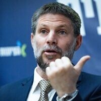 Finance Minister, head of the Religious Zionist Party Bezalel Smotrich leads a faction meeting at the Knesset, in Jerusalem, March 17, 2025. (Yonatan Sindel/Flash90)