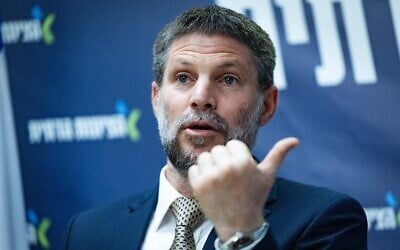 Finance Minister, head of the Religious Zionist Party Bezalel Smotrich leads a faction meeting at the Knesset, in Jerusalem, March 17, 2025. (Yonatan Sindel/Flash90)