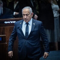 Prime Minister Benjamin Netanyahu in the Knesset plenum in Jerusalem on March 19, 2025. (Yonatan Sindel/Flash90)