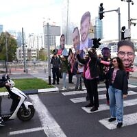 Relatives of Israelis held hostage in Gaza and supporters protest for their release, in Tel Aviv, March 20, 2025. (Tomer Neuberg/Flash90)