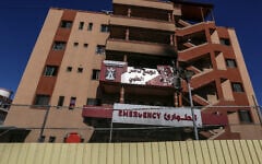 The Nasser Hospital in Khan Younis, in the southern Gaza Strip, is seen on March 24, 2025, after part of it was struck a day earlier, killing top Hamas official Ismail Barhoum. (Abed Rahim Khatib/Flash90)