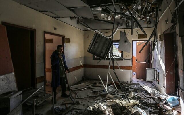 Palestinians at the site of an Israeli airstrike at the surgical department of Nasser Hospital in Khan Younis, in the southern Gaza Strip, on March 24, 2025. (Abed Rahim Khatib/Flash90) Palestinians at the site of an Israeli airstrike at the surgical department of Nasser Hospital in Khan Younis, in the southern Gaza Strip, on March 24, 2025. (Abed Rahim Khatib/Flash90)
