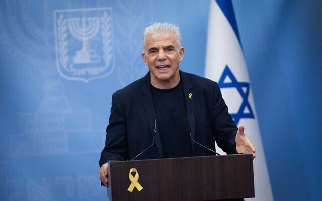 Yesh Atid party chair Yair Lapid leads a faction meeting at the Knesset, on March 24, 2025. (Yonatan Sindel/ Flash90) Yesh Atid party chair Yair Lapid leads a faction meeting at the Knesset, on March 24, 2025. (Yonatan Sindel/ Flash90)