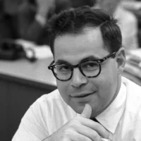 Max Frankel working as The New York Times' Moscow correspondent in 1959. (Ben Martin/Getty Images)