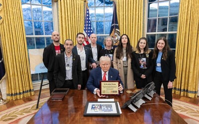 A group of released hostages meets US President Donald Trump in the Oval Office on March 5, 2025. (White House/X)