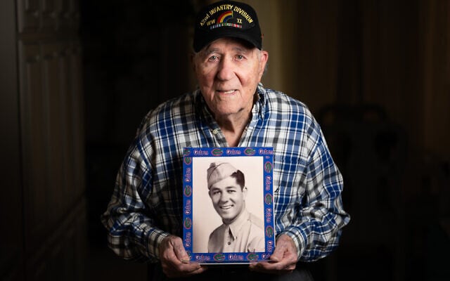 101-year-old Hilbert Margol, a World War II veteran who served in the US Army's 42nd Infantry Division, which liberated Dachau. (Benjamin Mack-Jackson)
