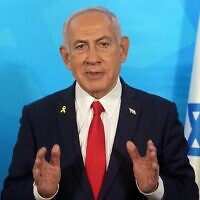 Prime Minister Benjamin Netanyahu speaks during a televised address about Israel's decision to resume airstrikes against Hamas and Palestinian Islamic Jihad targets in Gaza, March 18, 2025. (Screenshot/GPO)