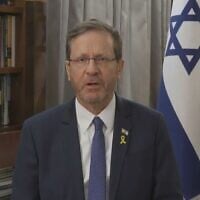 President Isaac Herzog issues a video message on March 20, 2025. (Screenshot/ President’s Residence)