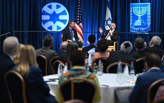 Foreign Minister Gideon Sa'ar Gordon speaks in Jerusalem to members of AIPAC's board of directors, March 18, 2025 (Mordechai Gordon/Foreign Ministry) Foreign Minister Gideon Sa'ar Gordon speaks in Jerusalem to members of AIPAC's board of directors, March 18, 2025 (Mordechai Gordon/Foreign Ministry)