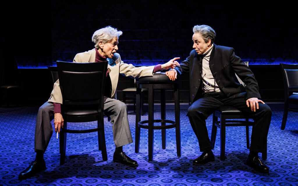Helen Schneider as Leonard Bernstein, left, and Lucca Züchner as Herbert von Karajan in 'Last Call.' (Maria Baranova)