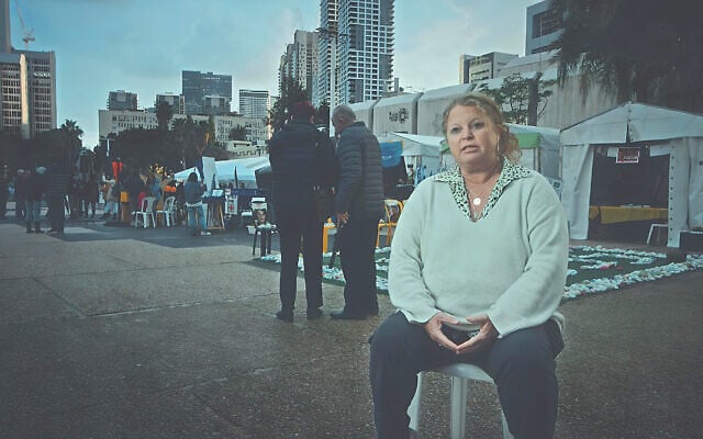 Natalia Casarotti speaks about the murder of her son Keshet at the Supernova music festival on October 7 for the Spanish-language series 'Testigos del Terror.' (Courtesy Fuente Latina)