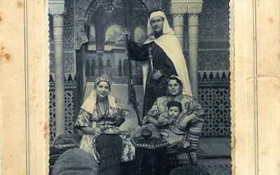 The Moreno Family from Tangier dressed up to emulate the Andalusian past in an instance of ‘Reenactment Tourism.’ Photography Studio in the Alhambra compound, Spain 1953. (Courtesy of Daniel Moreno)
