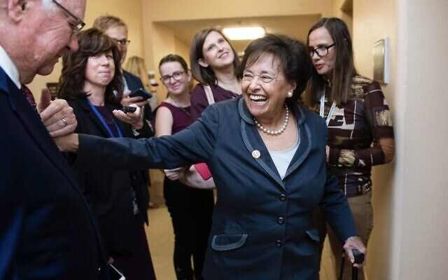 US Rep. Nita Lowey in the Capitol, October 16, 2019. (Tom Williams/CQ-Roll Call, Inc via Getty Images via JTA) US Rep. Nita Lowey in the Capitol, October 16, 2019. (Tom Williams/CQ-Roll Call, Inc via Getty Images via JTA)