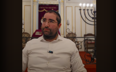 Rabbi Arié Engelberg, chief rabbi of Orleans, France giving an online sermon. Engelberg and his son were assaulted on March 22, 2025, in what French authorities described as an antisemitic hate crime. (Screenshot/Arié Engelberg, Youtube)