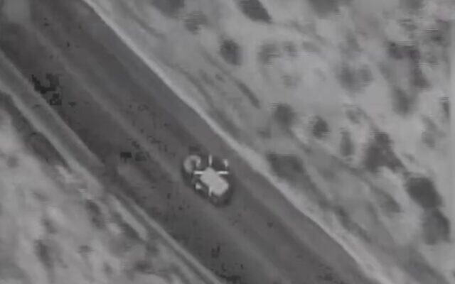 Footage of an Israeli strike on a Hezbollah commander in south Lebanon, March 27, 2025 (Israel Defense Forces)