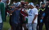 Tense exchanges take place between pro-Israel protesters and pro-Palestinian protesters in Melbourne, Australia, Nov. 10, 2023. (Alex Zucco/SOPA Images/LightRocket via Getty Images via JTA)