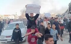 Palestinians protest against Hamas in Gaza on March 27, 2025. (Screen capture/X)