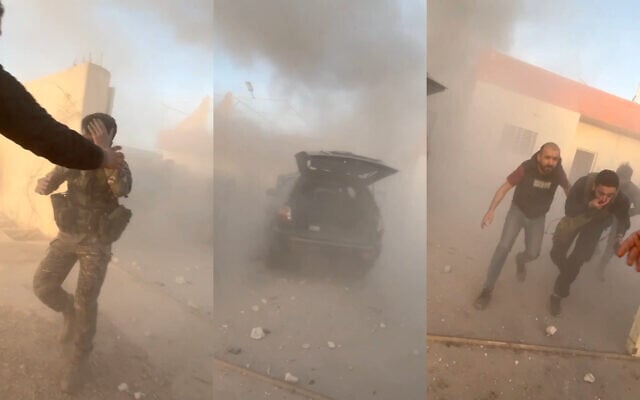 The aftermath of a reported Hezbollah rocket attack on the Syria-Lebanon border, March 17, 2025. (Screenshot: X)