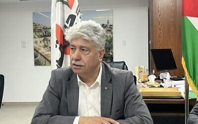 PLO Executive Committee member Ahmad Majdalani in his Ramallah office in 2024. (Courtesy)