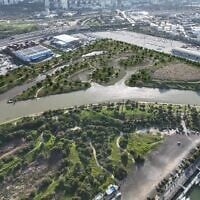 Architect's impression of a park being created in a huge rehabilitated salt marsh where the Kishon River meets the sea, part of plans to overhaul the Haifa Bay in northern Israel. (Kishon River Authority)
