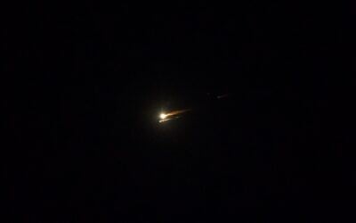 The interception of a Houthi ballistic missile fired from Yemen at Israel, March 24, 2025. (Courtesy of Bareket Askeloni)