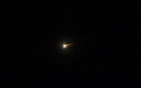 The interception of a Houthi ballistic missile fired from Yemen at Israel, March 24, 2025. (Courtesy of Bareket Askeloni)