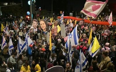 FILE: Protesters demand a deal for the release of hostages, outside the Prime Minister's Office, in Jerusalem, March 25, 2025. (Amos Gil/Pro-Democracy Protest Movement)