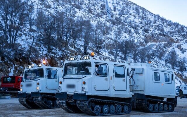An undated image shows vehicles at the Hermon ski resort in northern Israel (IDF)