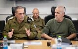 IDF Chief of Staff Lt. Gen. Eyal Zamir (left) and Shin Bet head Ronen Bar (right) hold an assessment at the IDF Southern Command, March 21, 2025. (Israel Defense Forces)