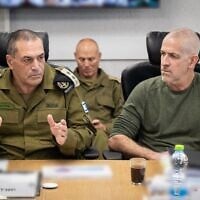 IDF Chief of Staff Lt. Gen. Eyal Zamir (left) and Shin Bet head Ronen Bar (right) hold an assessment at the IDF Southern Command, March 21, 2025. (Israel Defense Forces)