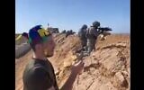 Reservist soldiers are seen opening fire toward Gaza during a  reading of the Book of Esther, March 14, 2025 (Social media)
