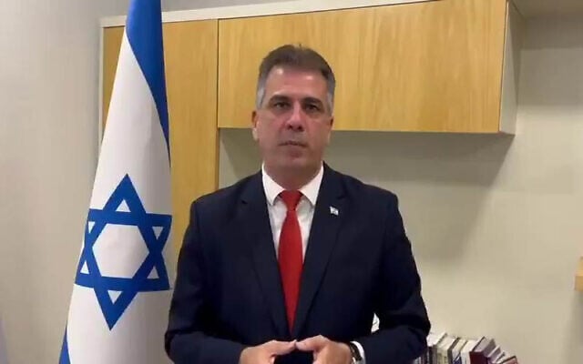 Energy Minister Eli Cohen announces in a video message to social media that Israel will cut off the flow of electricity to the Gaza Strip, on March 9, 2024. (Screen capture via X, used in accordance with Clause 27a of the Copyright Law)