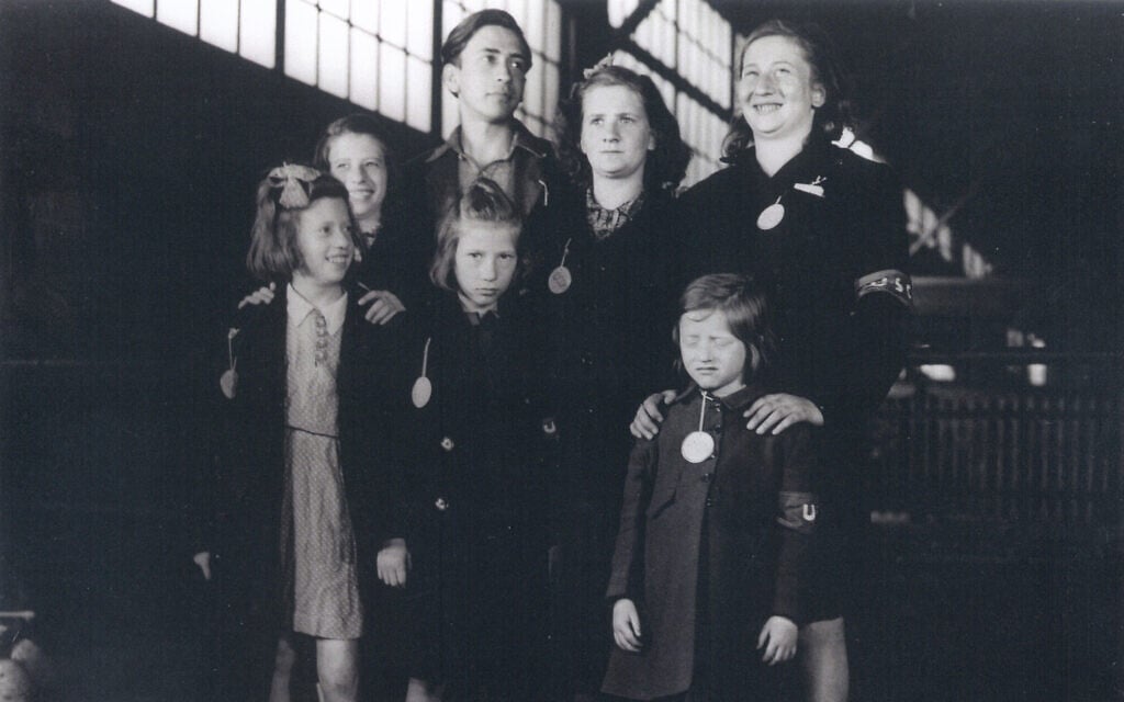 The seven Weber siblings upon their arrival at New York Harbor in May 1946. Bottom row from left: Renee, Judith, and Bela. Top row from left: Gertrude, Alfons, Senta, and Ruth. (Courtesy of United States Holocaust Memorial Museum)