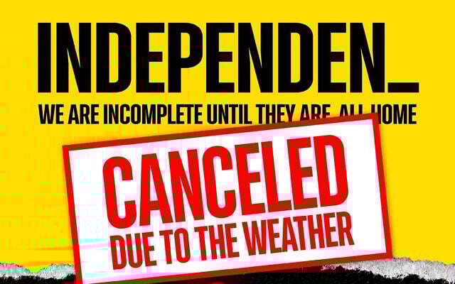 Hostages Forum announcement postponing an eve of Independence Day rally because of fires and winds in central Israel, April 30, 2025.
