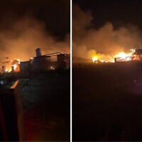 A fire burns at the Palestinian village of Bardala, April 24, 2025. (X; used in accordance with Clause 27a of the Copyright Law)